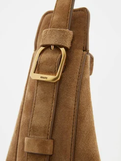 Schultertasche 'Augustina' aus Veloursleder Beige