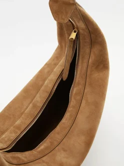 Schultertasche 'Augustina' aus Veloursleder Beige