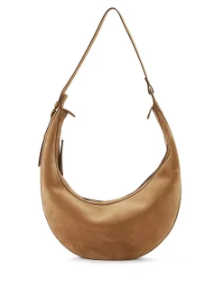 Schultertasche 'Augustina' aus Veloursleder Beige