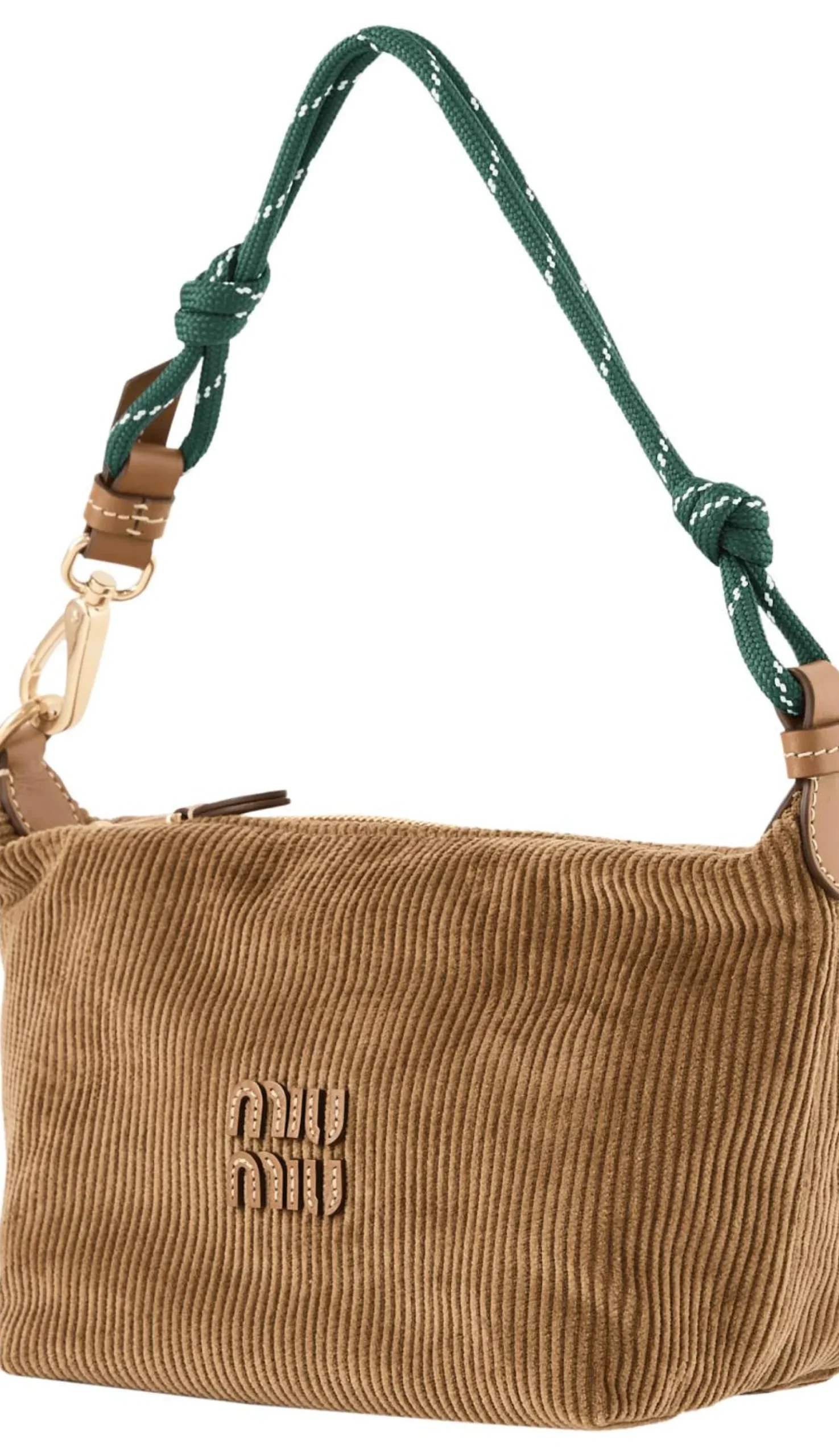 Schultertasche aus Cord Cognac