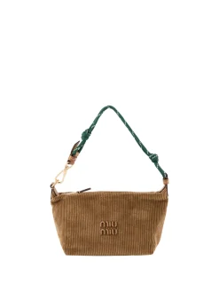 Schultertasche aus Cord Cognac