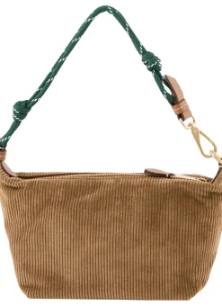 Schultertasche aus Cord Cognac