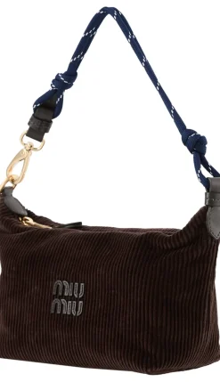 Schultertasche aus Cord Dunkelbraun