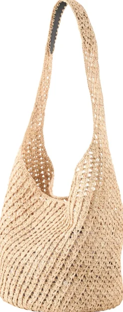 Schultertasche 'Lani Sac' aus Bast Beige