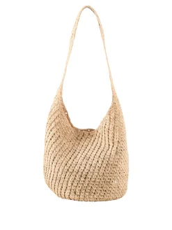 Schultertasche 'Lani Sac' aus Bast Beige