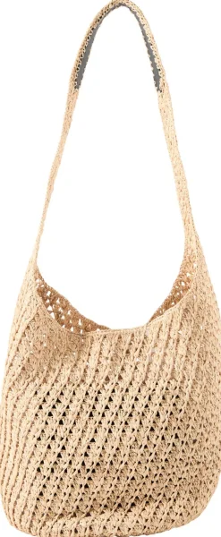Schultertasche 'Lani Sac' aus Bast Beige