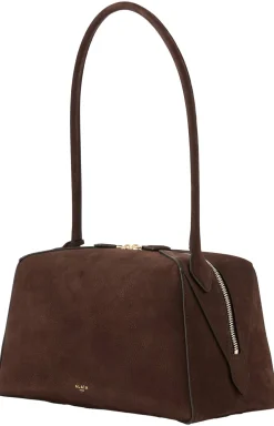 Schultertasche 'Le Bouledogue' aus Nubukleder Dunkelbraun