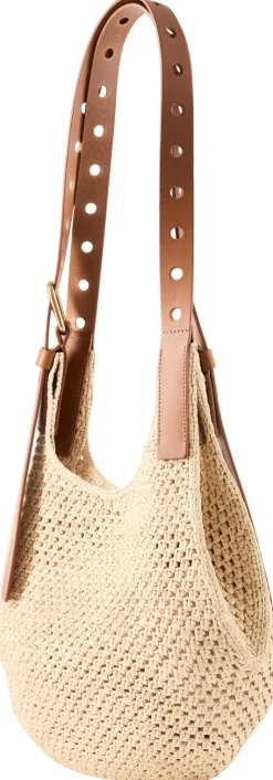 Schultertasche Paula's Ibiza 'Punch Hole Hobo Small' Natural/Tan