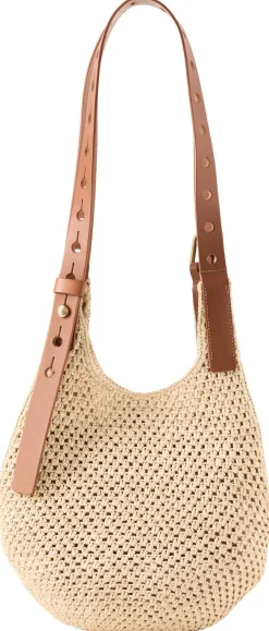 Schultertasche Paula's Ibiza 'Punch Hole Hobo Small' Natural/Tan
