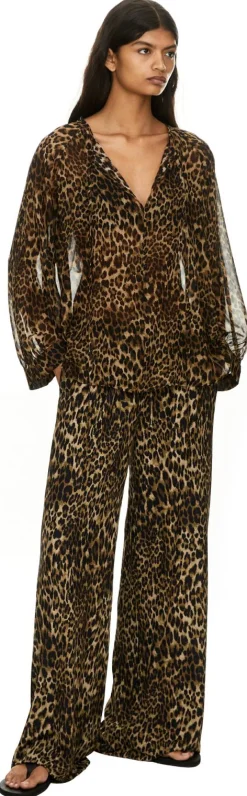 Seidenbluse 'Acadia' mit Leopardenmuster Braun