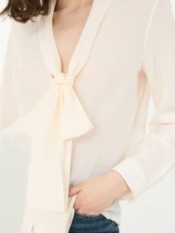 Seidenbluse 'Angelique' mit Lavallière-Kragen Crème