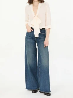 Seidenbluse 'Angelique' mit Lavallière-Kragen Crème