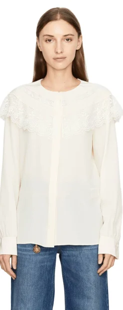 Seidenbluse aus Crêpe de Chine Crème