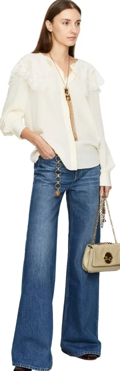 Seidenbluse aus Crêpe de Chine Crème