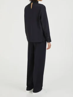 Seidenbluse Marineblau