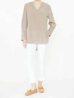 Seidenbluse 'Miller' Beige