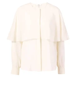 Seidenbluse mit Cape Crème
