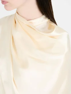 Seidenbluse mit Cape-Effekt Crème