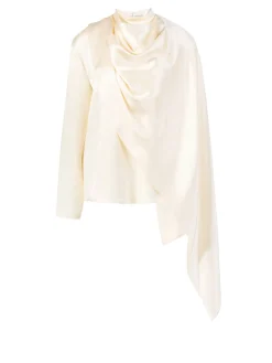 Seidenbluse mit Cape-Effekt Crème