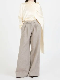 Seidenbluse mit Cape-Effekt Crème