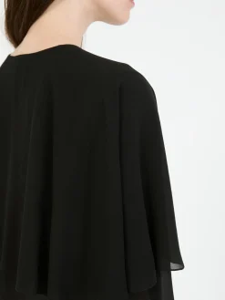 Seidenbluse mit Cape Schwarz