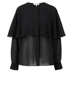Seidenbluse mit Cape Schwarz