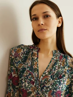Seidenbluse mit floralem Print 'Abra' Multi