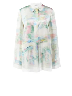 Seidenbluse mit graphischen Print Multi