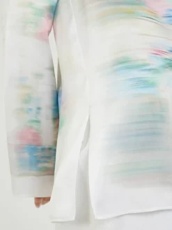 Seidenbluse mit graphischen Print Multi
