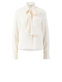 Seidenbluse mit Lavallière-Kragen Crème