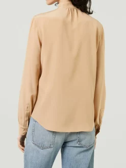 Seidenbluse mit Lavallière-Kragen Beige