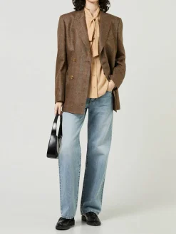Seidenbluse mit Lavallière-Kragen Beige