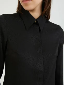 Seidenbluse mit Monogram Schwarz