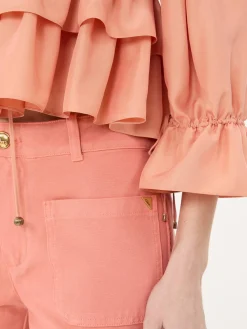 Seidenbluse mit Rüschen Shell Coral