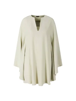 Seidenbluse mit Volantärmel Khaki