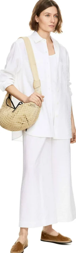 Seidenbluse 'Nemesia Crashed' mit Crinkle-Optik Bianco