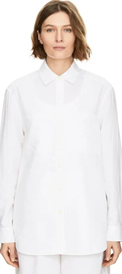 Seidenbluse 'Nemesia Crashed' mit Crinkle-Optik Bianco