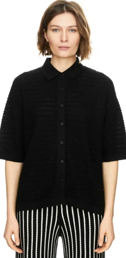 Seiden-Cashmere-Shirt mit Hemdkragen 'Antibes' Nero