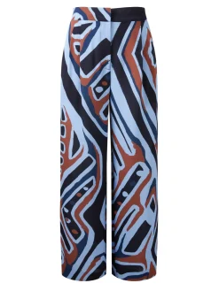 Seidenhose 'Fonda' mit Muster Blau/Braun