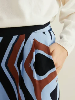 Seidenhose 'Fonda' mit Muster Blau/Braun