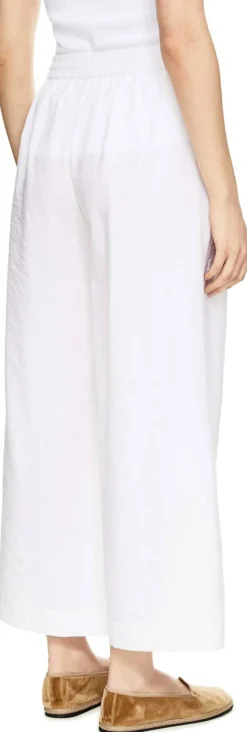 Seidenhose 'Nerola Crashed' mit Crinkle-Optik Bianco
