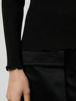 Seiden-Langarmshirt Schwarz