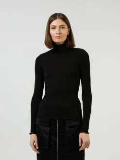Seiden-Langarmshirt Schwarz