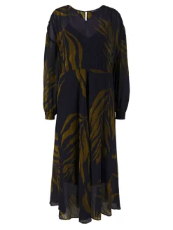 Seiden-Maxikleid 'Faraya' Navy/Avocado