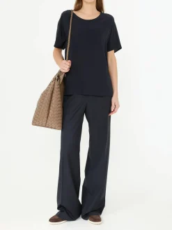 Seidenshirt Marineblau