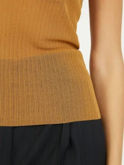 Semitransparentes Tanktop 'Bastia' Cognac