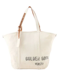 Shopper aus Canvas Crème