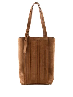 Shopper 'Fringed' aus Veloursleder Camel