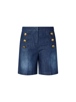 Shorts 'Bridget' mit dekorativen Knöpfen Marineblau