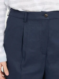 Shorts mit Bundfalten Marineblau